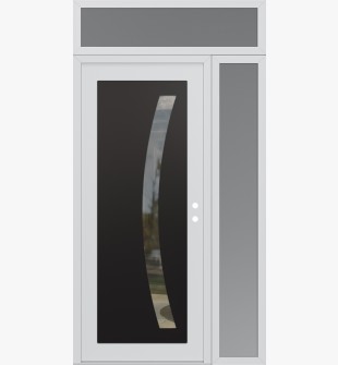 Diamond C4 48" x 96" white/white clear Glass Panel black LHI with Sidelite and Transom frosted Glass