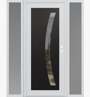 Diamond C4 68" x 80" white/white clear Glass Panel black LHI with 2 Sidelites frosted Glass