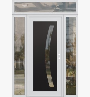 Diamond C4 64" x 96" white/white clear Glass Panel black LHI with 2 Sidelites and Transom clear Glass