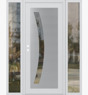 Diamond C4 64" x 80" white/white clear Glass Panel stainless steel RHI with 2 Sidelites clear Glass