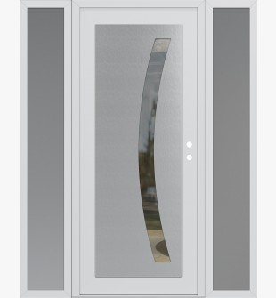 Diamond C4 68" x 80" white/white clear Glass Panel stainless steel LHI with 2 Sidelites frosted Glass