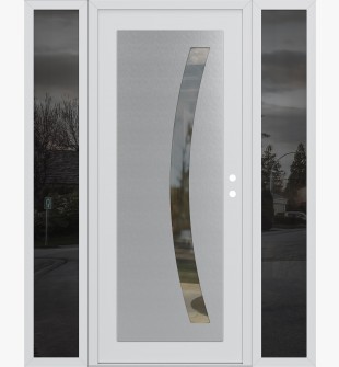 Diamond C4 60" x 80" white/white clear Glass Panel stainless steel LHI with 2 Sidelites mirrored Glass