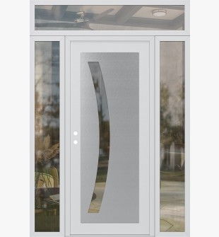 Diamond C4 68" x 96" white/white clear Glass Panel stainless steel RHI with 2 Sidelites and Transom clear Glass