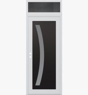 Diamond C4 36" x 96" white/white frosted Glass Panel black RHI with Transom mirrored Glass