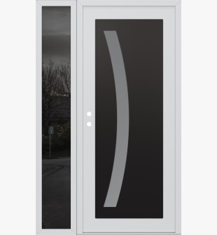 Diamond C4 52" x 80" white/white frosted Glass Panel black RHI with Sidelite mirrored Glass