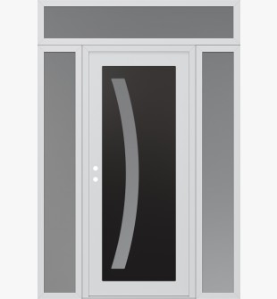 Diamond C4 64" x 96" white/white frosted Glass Panel black RHI with 2 Sidelites and Transom frosted Glass