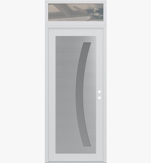 Diamond C4 36" x 96" white/white frosted Glass Panel stainless steel LHI with Transom clear Glass
