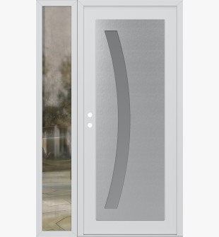 Diamond C4 48" x 80" white/white frosted Glass Panel stainless steel RHI with Sidelite clear Glass