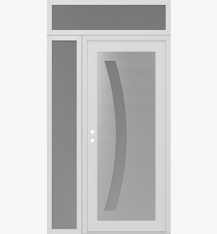 Diamond C4 48" x 96" white/white frosted Glass Panel stainless steel RHI with Sidelite and Transom frosted Glass