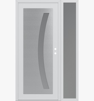 Diamond C4 52" x 80" white/white frosted Glass Panel stainless steel LHI with Sidelite frosted Glass