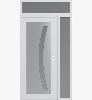 Diamond C4 48" x 96" white/white frosted Glass Panel stainless steel LHI with Sidelite and Transom frosted Glass