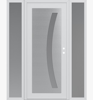 Diamond C4 68" x 80" white/white frosted Glass Panel stainless steel LHI with 2 Sidelites frosted Glass
