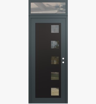 Diamond C5 36" x 96" anthracite/anthracite clear Glass Panel black LHI with Transom clear Glass