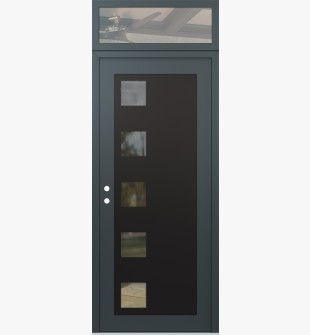 Diamond C5 36" x 96" anthracite/anthracite clear Glass Panel black RHI with Transom clear Glass