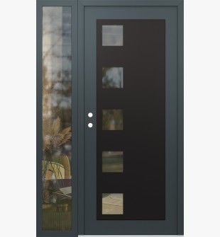 Diamond C5 50" x 80" anthracite/anthracite clear Glass Panel black RHI with Sidelite clear Glass