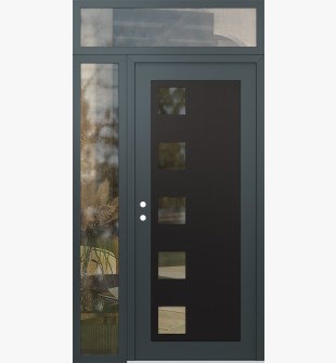 Diamond C5 50" x 96" anthracite/anthracite clear Glass Panel black RHI with Sidelite and Transom clear Glass