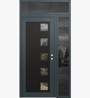 Diamond C5 50" x 96" anthracite/anthracite clear Glass Panel black LHI with Sidelite and Transom mirrored Glass