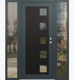 Diamond C5 60" x 80" anthracite/anthracite clear Glass Panel black LHI with 2 Sidelites clear Glass