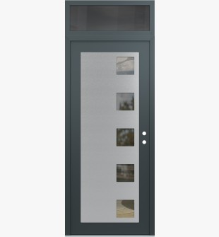Diamond C5 36" x 96" anthracite/anthracite clear Glass Panel stainless steel LHI with Transom mirrored Glass
