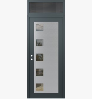 Diamond C5 36" x 96" anthracite/anthracite clear Glass Panel stainless steel RHI with Transom mirrored Glass
