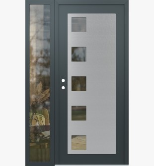 Diamond C5 48" x 80" anthracite/anthracite clear Glass Panel stainless steel RHI with Sidelite clear Glass