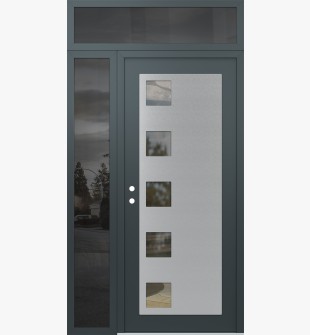 Diamond C5 48" x 96" anthracite/anthracite clear Glass Panel stainless steel RHI with Sidelite and Transom mirrored Glass