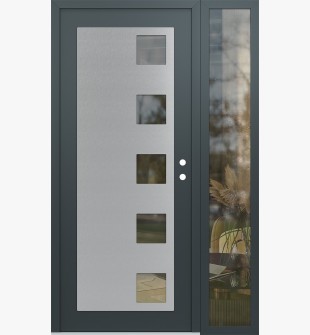 Diamond C5 50" x 80" anthracite/anthracite clear Glass Panel stainless steel LHI with Sidelite clear Glass