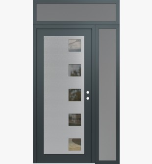 Diamond C5 50" x 96" anthracite/anthracite clear Glass Panel stainless steel LHI with Sidelite and Transom frosted Glass