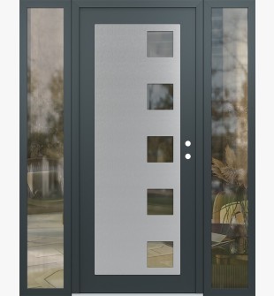 Diamond C5 60" x 80" anthracite/anthracite clear Glass Panel stainless steel LHI with 2 Sidelites clear Glass