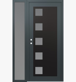 Diamond C5 48" x 80" anthracite/anthracite frosted Glass Panel black RHI with Sidelite frosted Glass