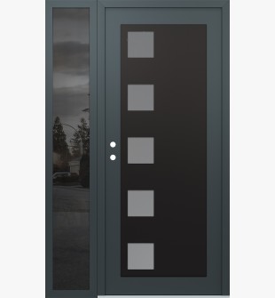Diamond C5 50" x 80" anthracite/anthracite frosted Glass Panel black RHI with Sidelite mirrored Glass