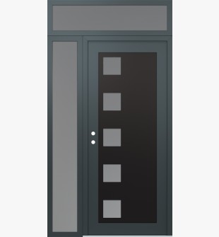 Diamond C5 52" x 96" anthracite/anthracite frosted Glass Panel black RHI with Sidelite and Transom frosted Glass