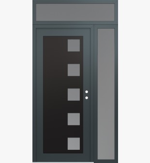 Diamond C5 50" x 96" anthracite/anthracite frosted Glass Panel black LHI with Sidelite and Transom frosted Glass
