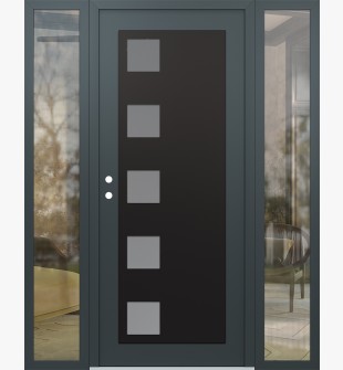 Diamond C5 64" x 80" anthracite/anthracite frosted Glass Panel black RHI with 2 Sidelites clear Glass