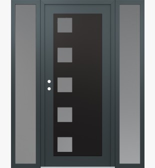 Diamond C5 60" x 80" anthracite/anthracite frosted Glass Panel black RHI with 2 Sidelites frosted Glass