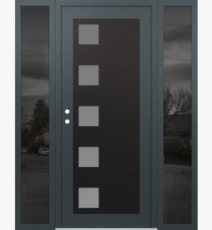 Diamond C5 60" x 80" anthracite/anthracite frosted Glass Panel black RHI with 2 Sidelites mirrored Glass