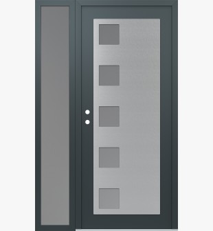 Diamond C5 50" x 80" anthracite/anthracite frosted Glass Panel stainless steel RHI with Sidelite frosted Glass