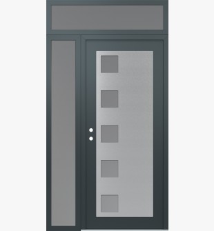 Diamond C5 48" x 96" anthracite/anthracite frosted Glass Panel stainless steel RHI with Sidelite and Transom frosted Glass