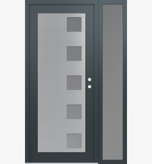 Diamond C5 52" x 80" anthracite/anthracite frosted Glass Panel stainless steel LHI with Sidelite frosted Glass