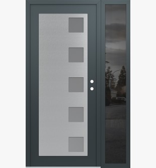 Diamond C5 48" x 80" anthracite/anthracite frosted Glass Panel stainless steel LHI with Sidelite mirrored Glass