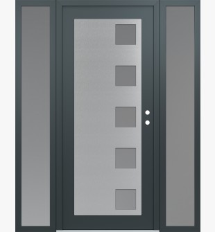 Diamond C5 60" x 80" anthracite/anthracite frosted Glass Panel stainless steel LHI with 2 Sidelites frosted Glass