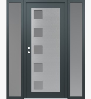 Diamond C5 68" x 80" anthracite/anthracite frosted Glass Panel stainless steel RHI with 2 Sidelites frosted Glass