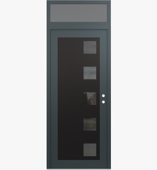 Diamond C5 36" x 96" anthracite/anthracite mirrored Glass Panel black LHI with Transom frosted Glass