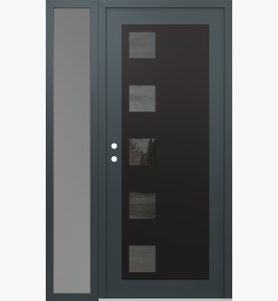 Diamond C5 50" x 80" anthracite/anthracite mirrored Glass Panel black RHI with Sidelite frosted Glass