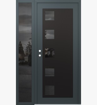 Diamond C5 48" x 80" anthracite/anthracite mirrored Glass Panel black RHI with Sidelite mirrored Glass