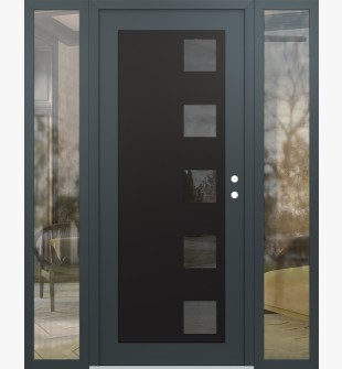 Diamond C5 64" x 80" anthracite/anthracite mirrored Glass Panel black LHI with 2 Sidelites clear Glass