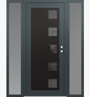 Diamond C5 64" x 80" anthracite/anthracite mirrored Glass Panel black LHI with 2 Sidelites frosted Glass