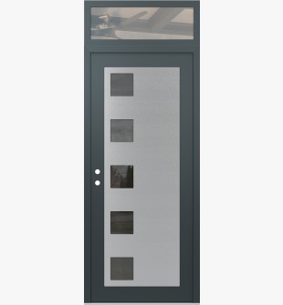 Diamond C5 36" x 96" anthracite/anthracite mirrored Glass Panel stainless steel RHI with Transom clear Glass