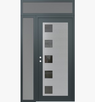 Diamond C5 48" x 96" anthracite/anthracite mirrored Glass Panel stainless steel RHI with Sidelite and Transom frosted Glass