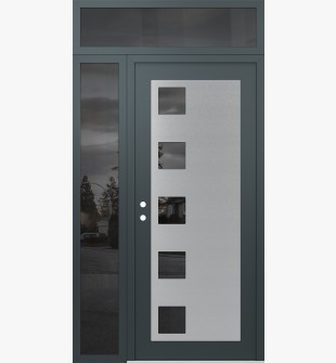 Diamond C5 48" x 96" anthracite/anthracite mirrored Glass Panel stainless steel RHI with Sidelite and Transom mirrored Glass